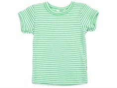 Joha t-shirt grønne striber merinould/silke